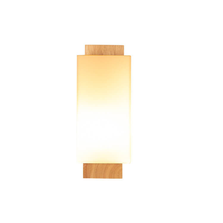 Yseulte Minimalist Wood and Glass Column Wall Sconce for Hallway Ambient Light