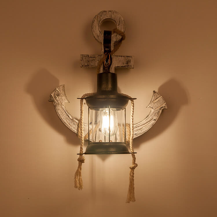 Lorienne Industrial Vintage Iron and Wood Anchor Wall Sconce for Entryway Lighting