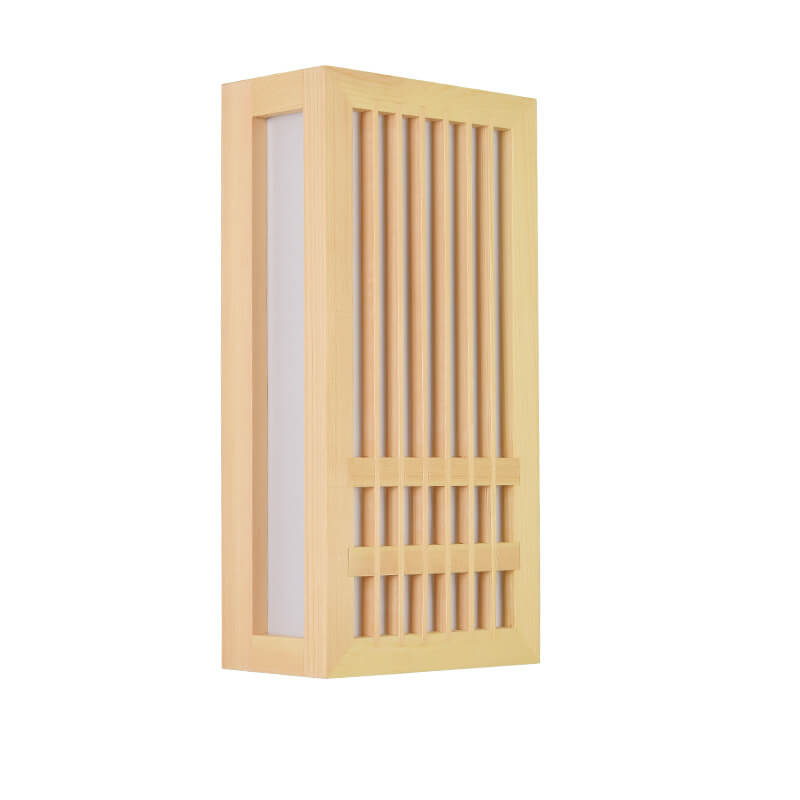 Florentia Japanese Solid Wood Rectangular LED Wall Sconce for Living Room Accent Walls