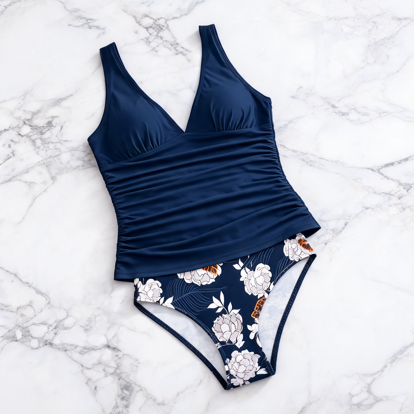 V Neck Ruched Tummy Control Tankini Set - image 5