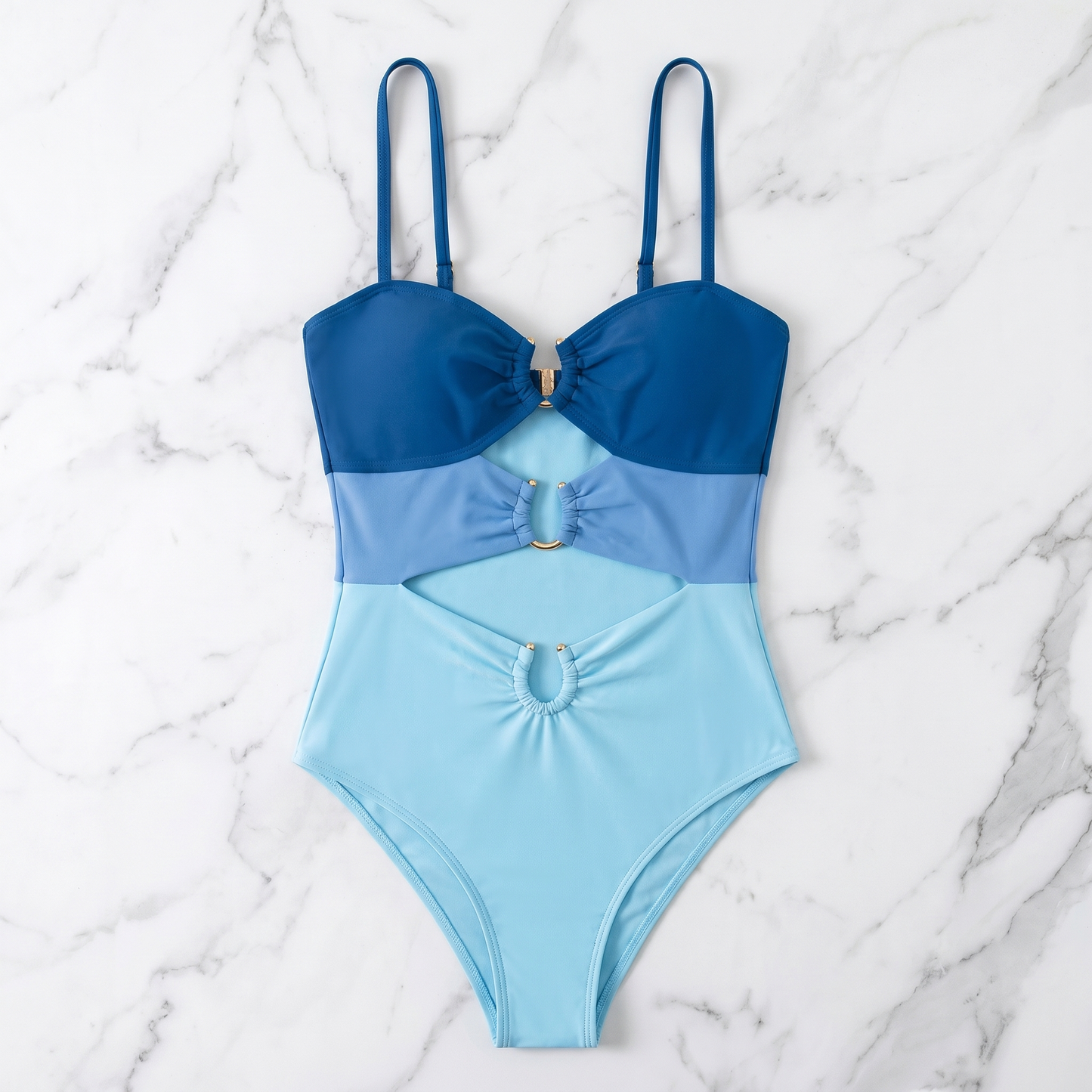Color Block Cutout Ring-Linked Monokini