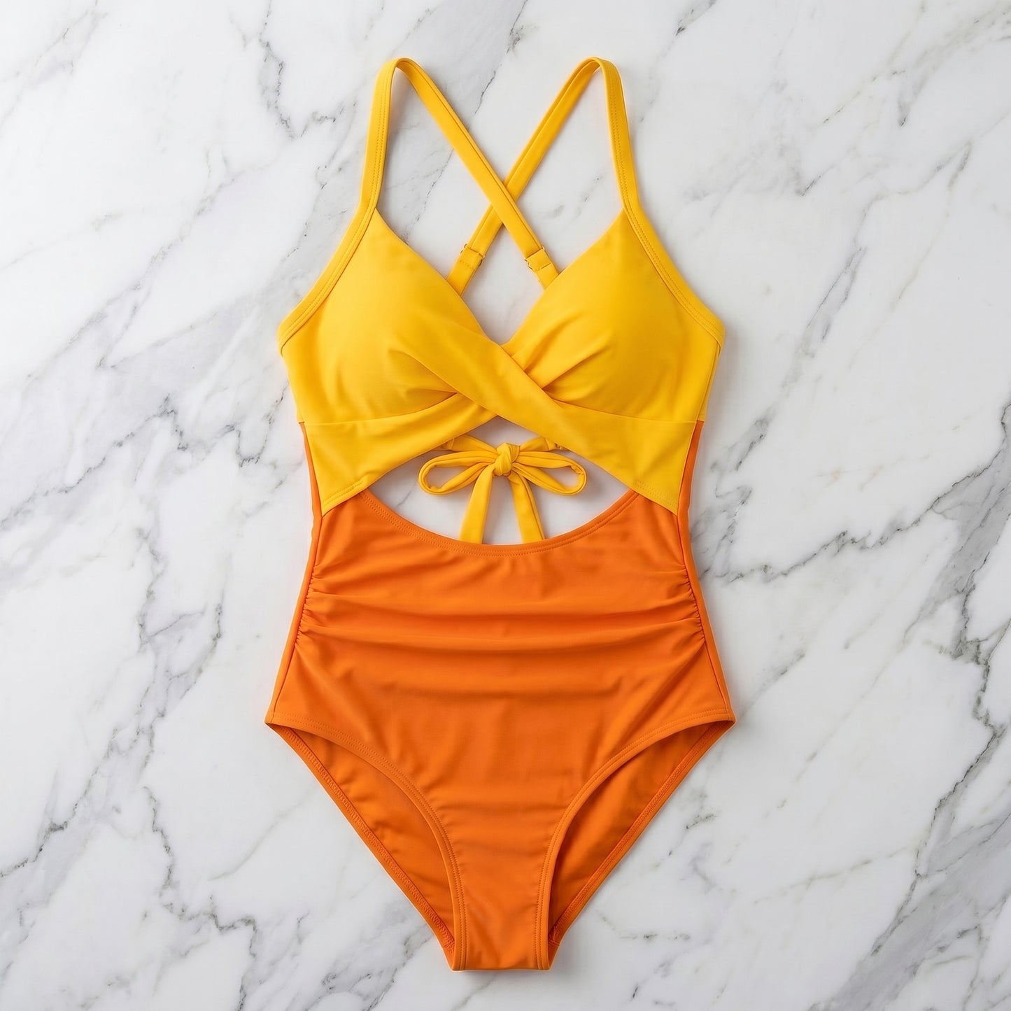 Color Block High-Waisted Tummy Control One-Piece