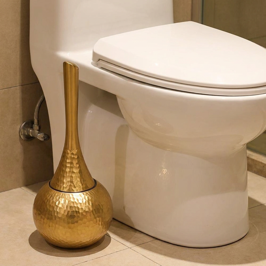 Gold-Tone Toilet Brush Set – Scale Reference