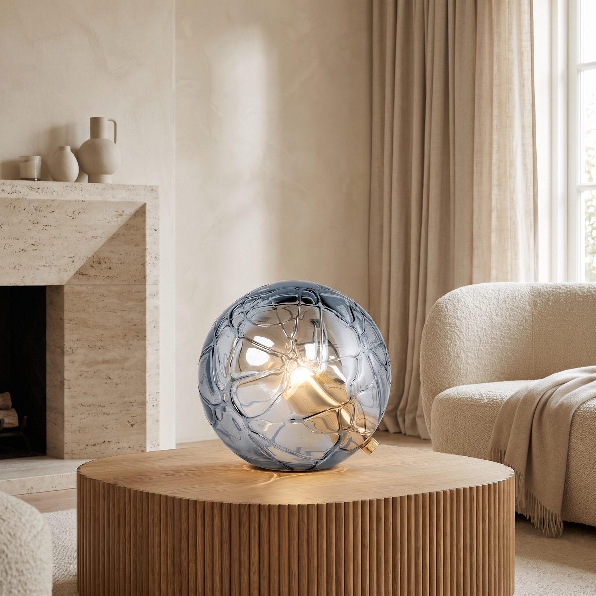 Oriane Modern Glass and Acrylic Table Lamp with Warm E27 Bulb Glow