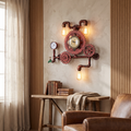 Brasselle Industrial Iron Gear and Pipe Wall Sconce with Clock for Hallway and Bar