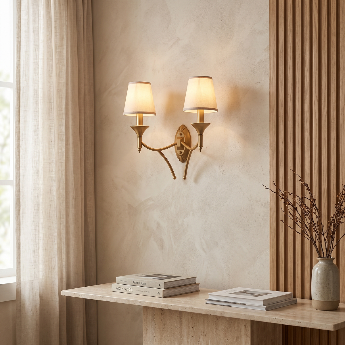 Calanthea European Iron Fabric Mushroom Wall Sconce for Bedside and Study Reading