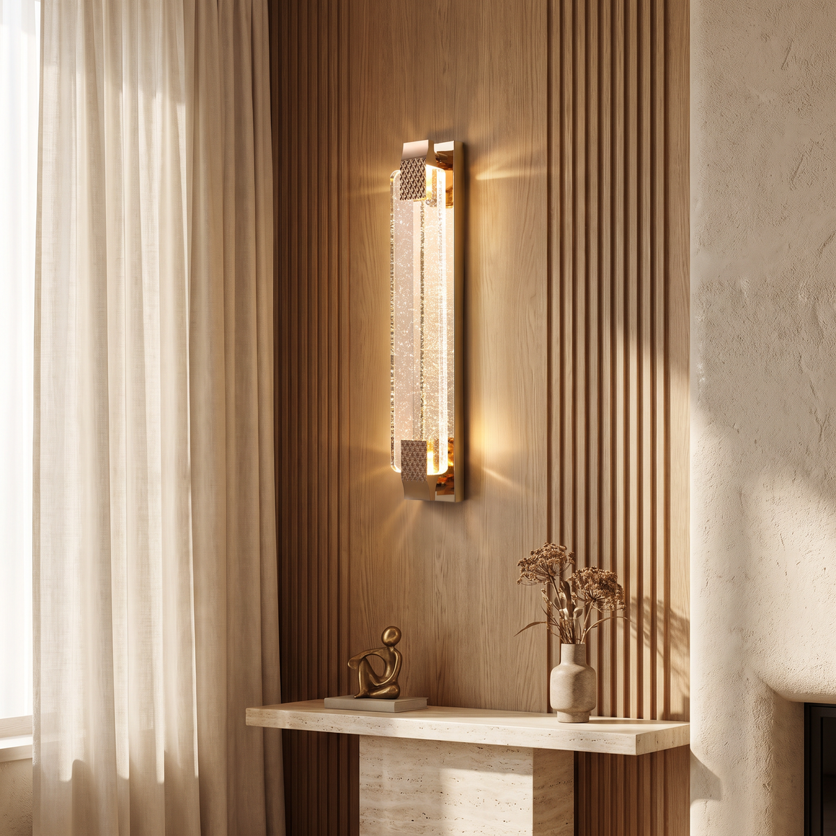 Vallonne European Gold Bubble Crystal LED Wall Sconce for Bedside Reading
