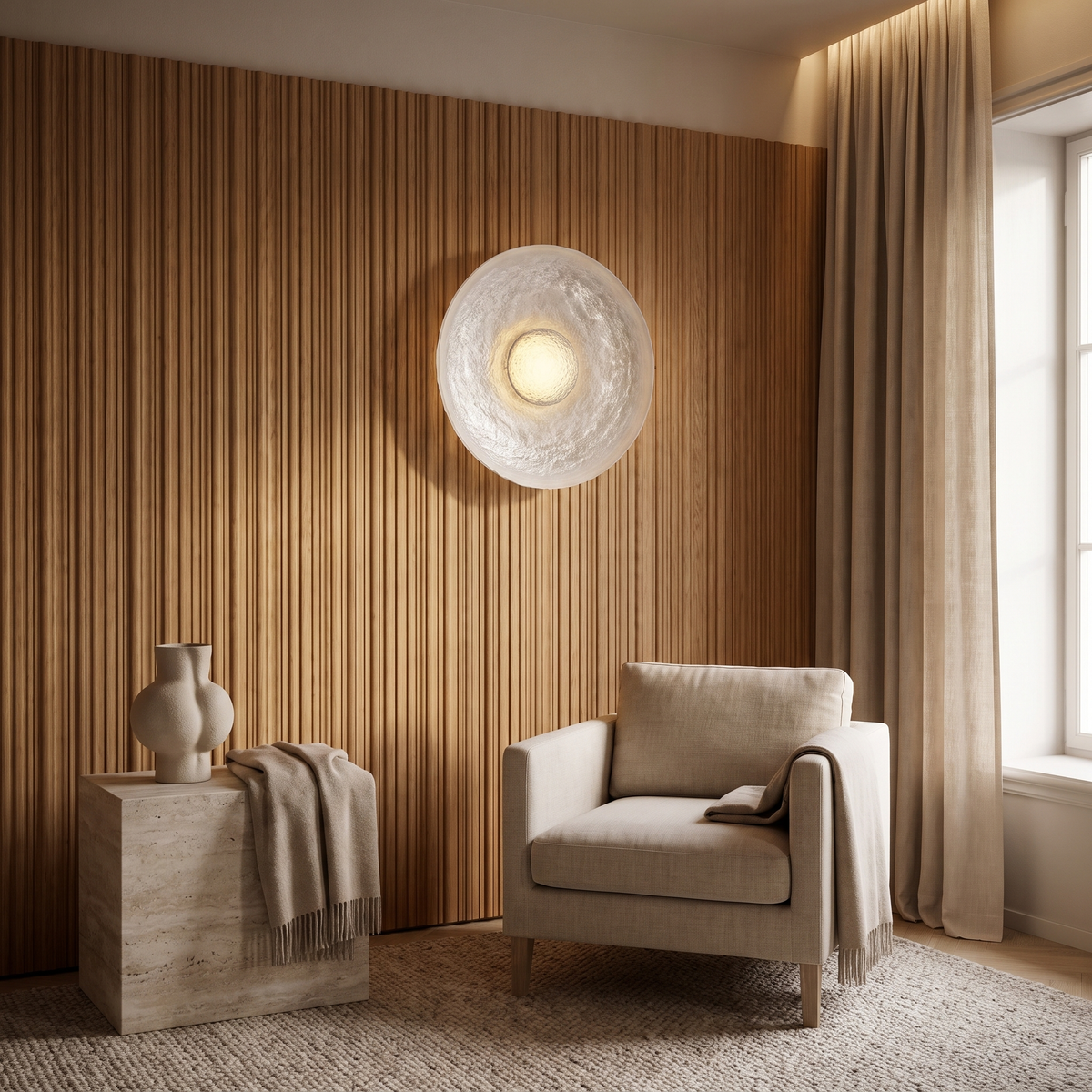 Solveine Minimalist Clear Resin Disc LED Wall Sconce for Hallway Accent Lighting