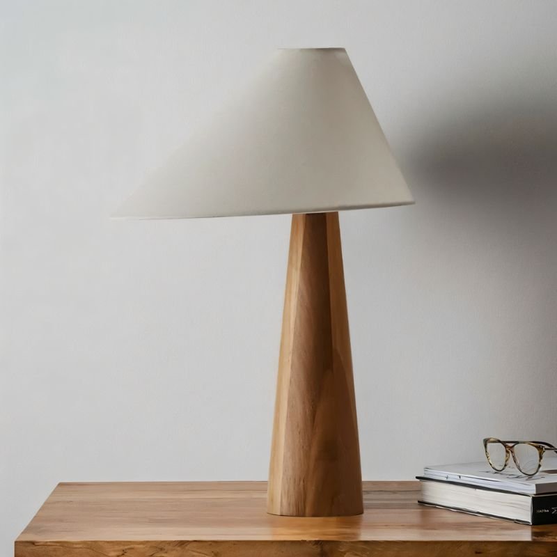 Verdoni Contemporary Fabric Wood Table Lamp with Warm E27 Glow for Boho Bedrooms