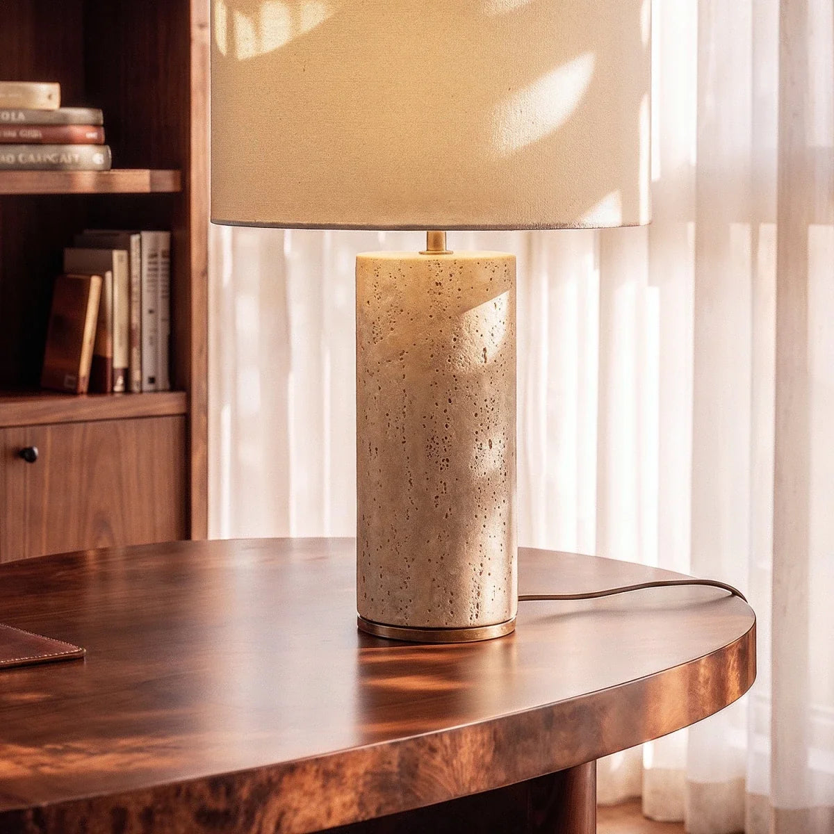 Seraphel Modern Marble Fabric Table Lamp Warm E27 Glow for Bedroom Nightstands