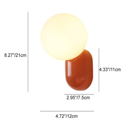 Primavelle Minimalist Resin Macaron Glass Ball Wall Sconce for Soft Hallway Glow