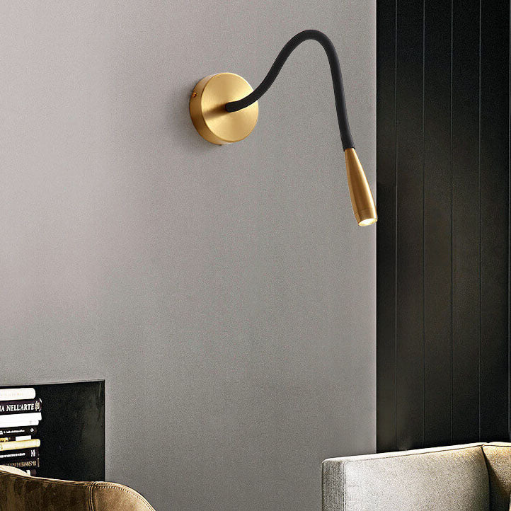 Quenelle Modern Copper Black LED Wall Sconce for Bedside Reading