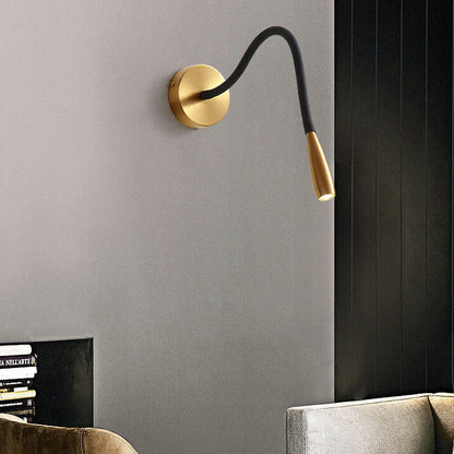 Quenelle Modern Copper Black LED Wall Sconce for Bedside Reading