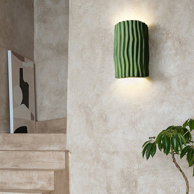 Harloway Contemporary Striped Resin Half-Cylinder Two-Light Wall Sconce for Living Room