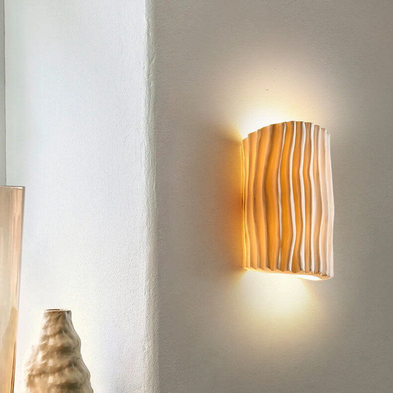 Harloway Contemporary Striped Resin Half-Cylinder Two-Light Wall Sconce for Living Room