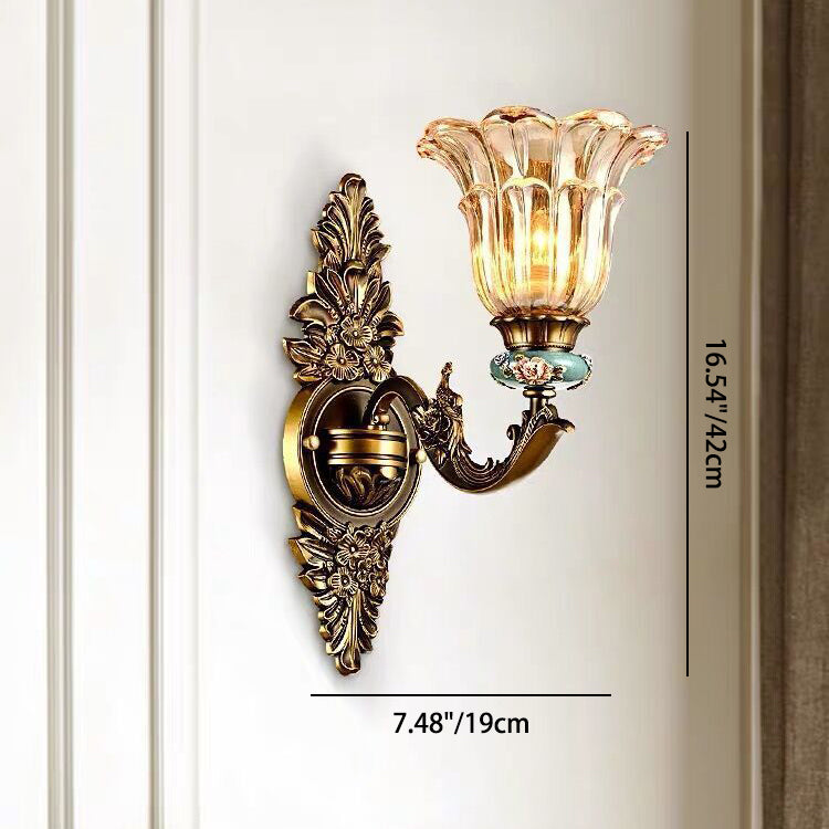 Thessaly European Resin Glass Flower Wall Sconce for Living Room and Bedroom