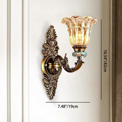 Thessaly European Resin Glass Flower Wall Sconce for Living Room and Bedroom
