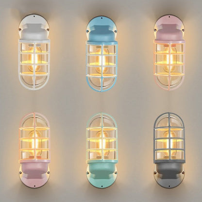 Ulvienne Industrial Aluminum Cage LED Wall Sconce for Entryway and Stairwell