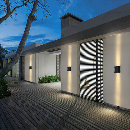 Tempesta Weatherproof Black Metal Column LED Outdoor Wall Light for Patio and Fence