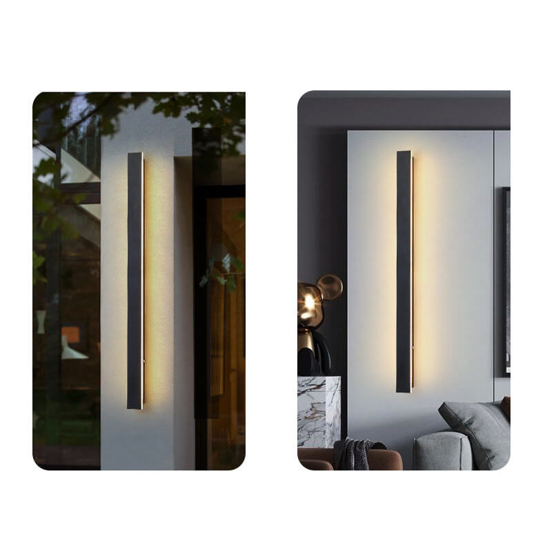 Maelis Retro Black Acrylic Strip LED Wall Sconce Weatherproof for Outdoor Walls