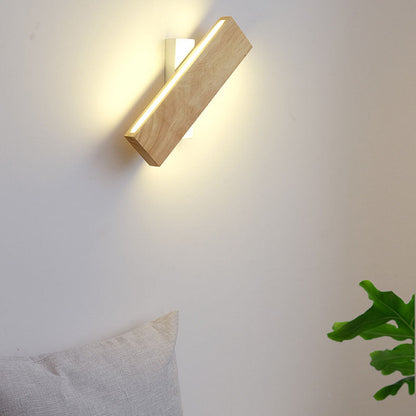 Ravenelle Contemporary Rotatable Solid Wood LED Wall Sconce for Stairwell and Hallway
