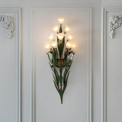 Baldassare Modern Iron Glass Flower LED Wall Sconce for Statement Living Room Lighting
