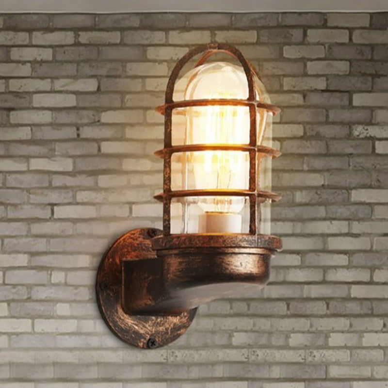 Ulvienne Industrial Aluminum Cage LED Wall Sconce for Entryway and Stairwell