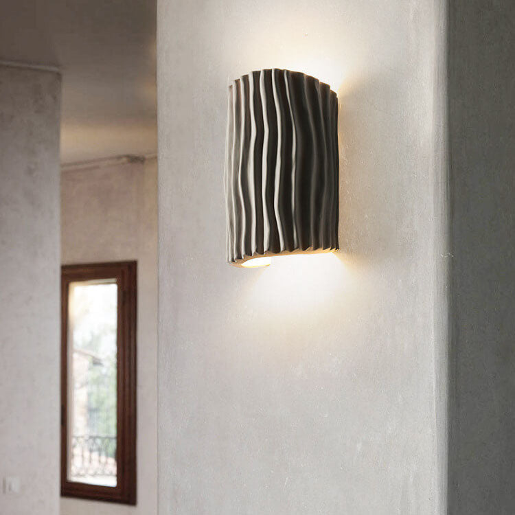 Harloway Contemporary Striped Resin Half-Cylinder Two-Light Wall Sconce for Living Room