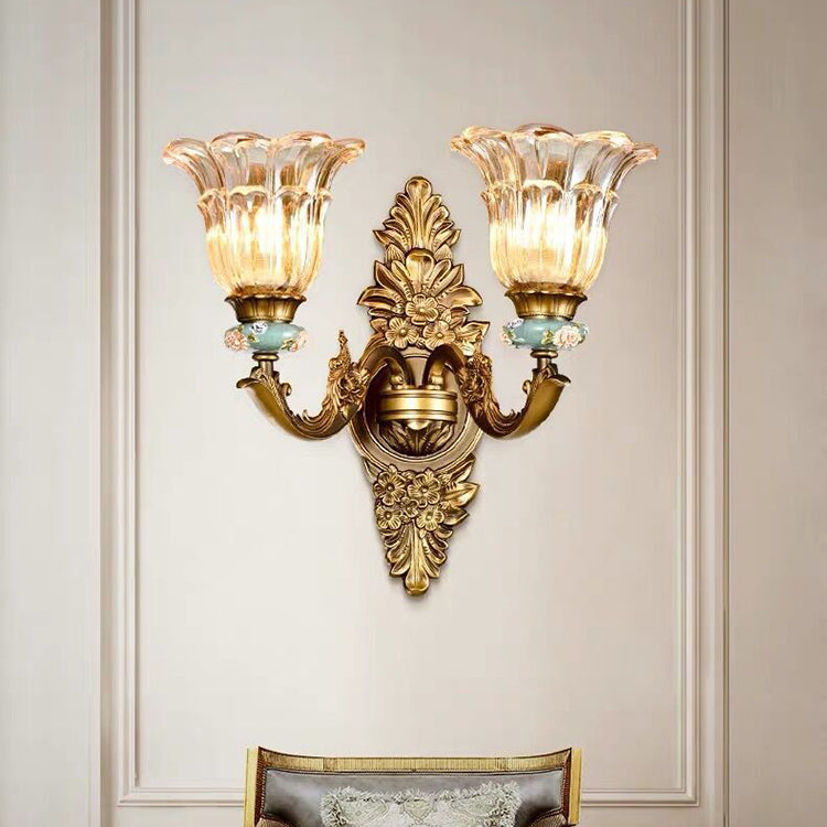 Thessaly European Resin Glass Flower Wall Sconce for Living Room and Bedroom