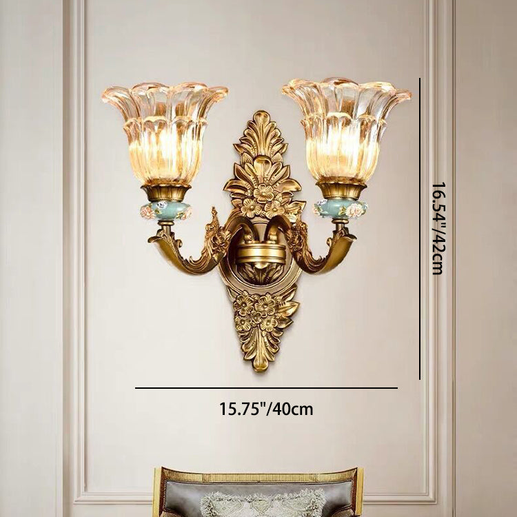 Thessaly European Resin Glass Flower Wall Sconce for Living Room and Bedroom