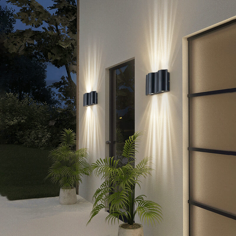Ravielle Weatherproof Wave Aluminum LED Outdoor Wall Light for Patio and Entryway
