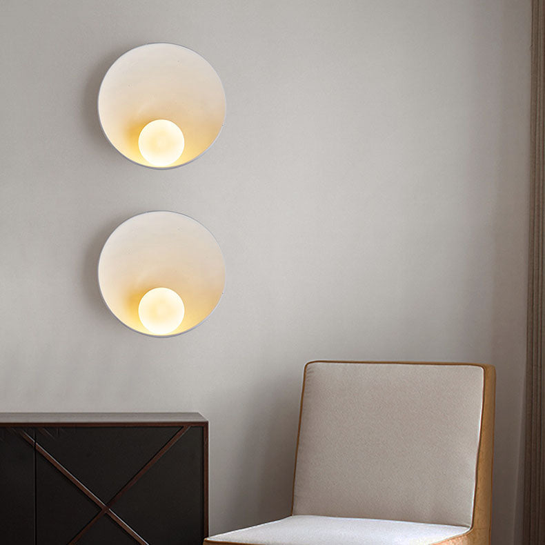 Quintessa Modern Minimalist Round Resin and Iron Wall Sconce for Vanity Lighting