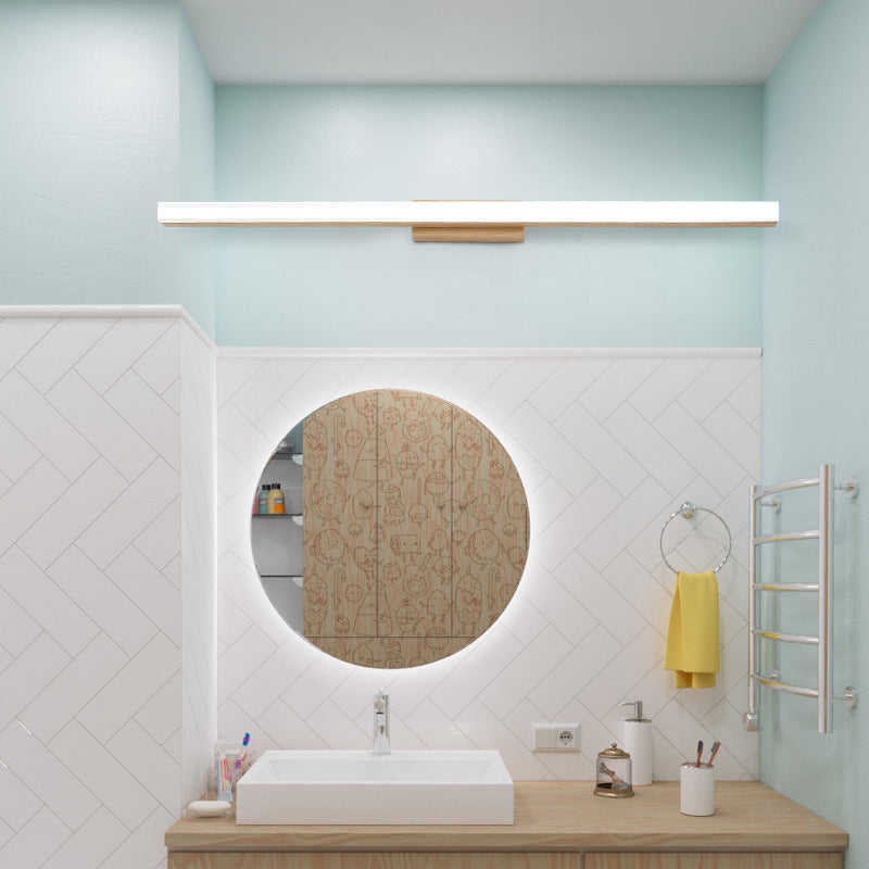 Iridelle Minimalist Wood LED Vanity Strip Light with Dimmable Warm and White Glow