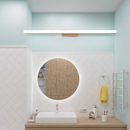 Iridelle Minimalist Wood LED Vanity Strip Light with Dimmable Warm and White Glow