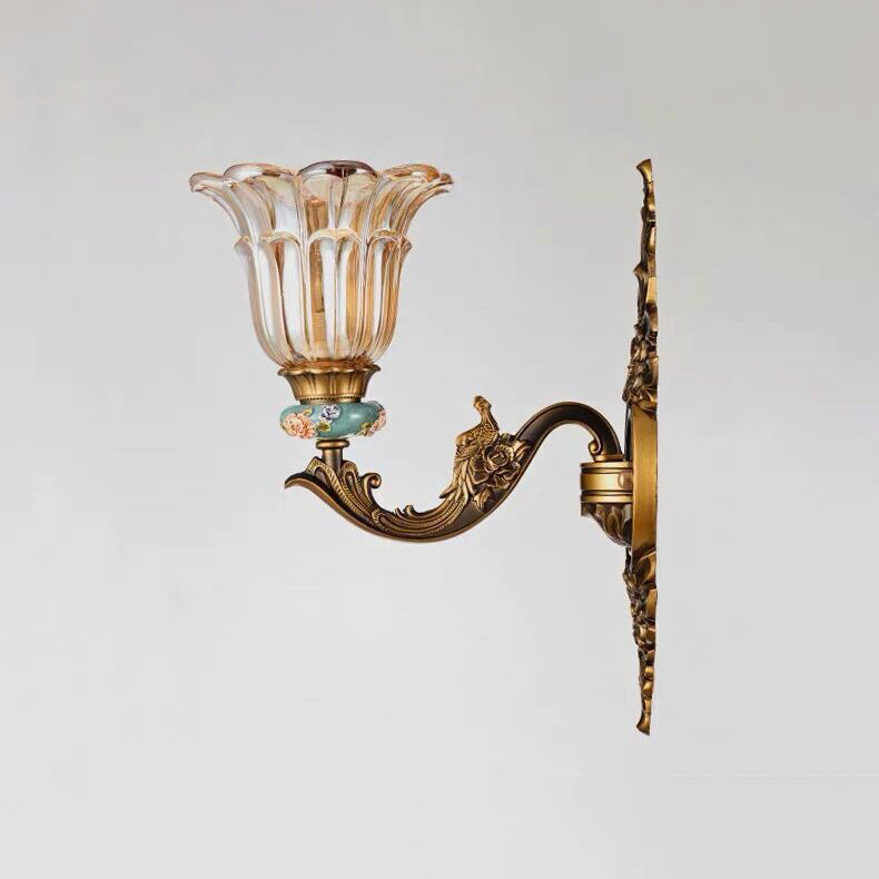 Thessaly European Resin Glass Flower Wall Sconce for Living Room and Bedroom