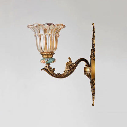 Thessaly European Resin Glass Flower Wall Sconce for Living Room and Bedroom