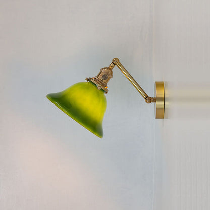 Anouvelle Traditional Brass Round Glass Wall Sconce for Bedroom and Hallway