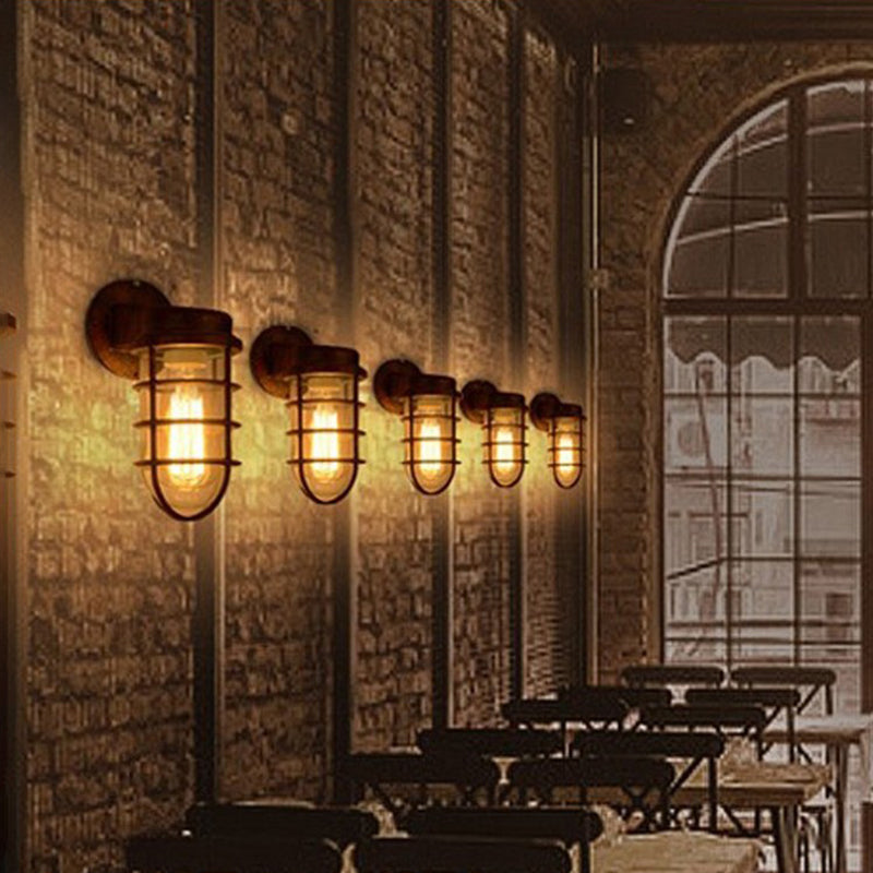 Ulvienne Industrial Aluminum Cage LED Wall Sconce for Entryway and Stairwell