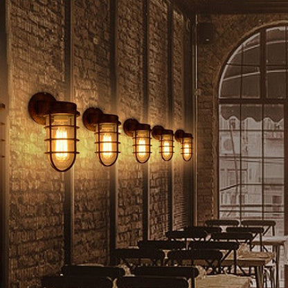 Ulvienne Industrial Aluminum Cage LED Wall Sconce for Entryway and Stairwell
