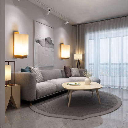 Yseulte Minimalist Wood and Glass Column Wall Sconce for Hallway Ambient Light