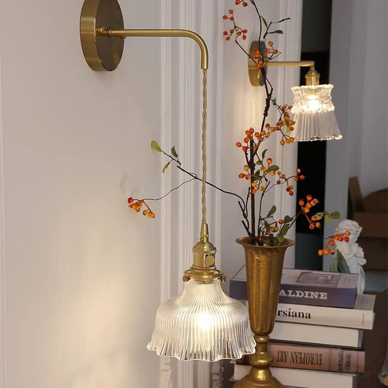 Bellarose Minimalist Copper Wall Sconce with Glass Shade for Hallway Lighting