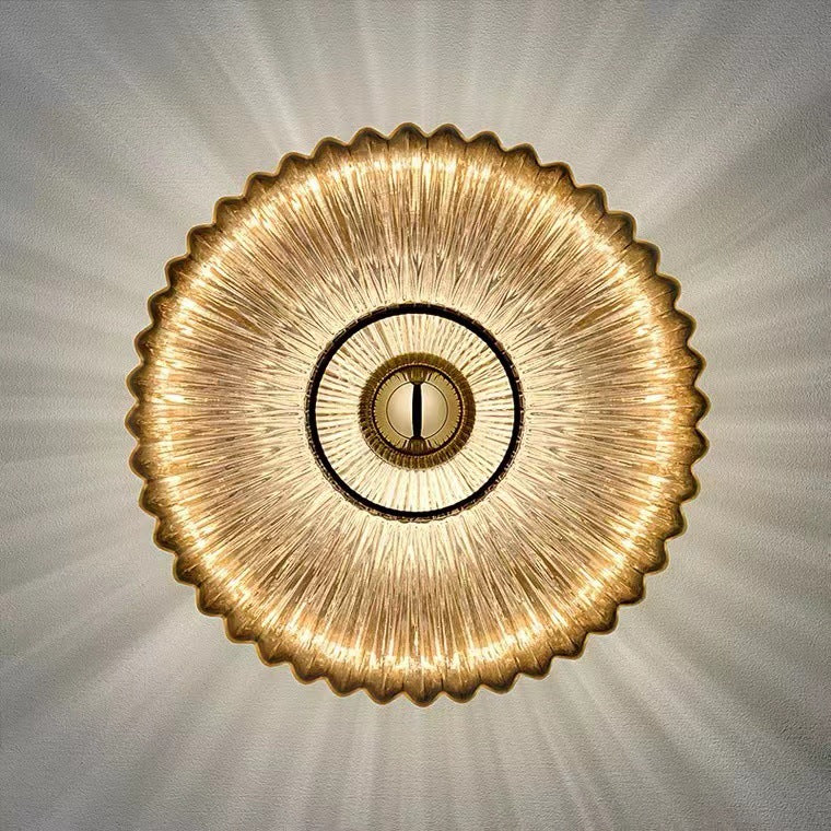 Tourmaline Nordic Vintage Striped Glass Round Wall Sconce for Living Room Accent Lighting