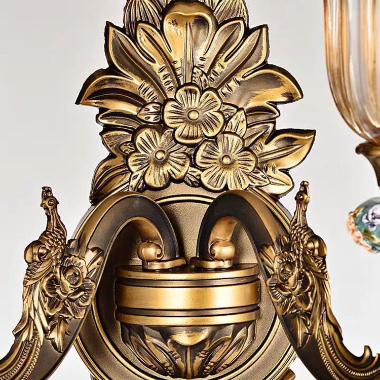 Thessaly European Resin Glass Flower Wall Sconce for Living Room and Bedroom