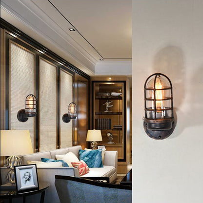 Ulvienne Industrial Aluminum Cage LED Wall Sconce for Entryway and Stairwell