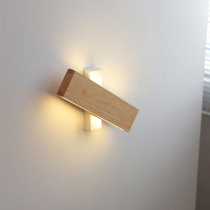 Ravenelle Contemporary Rotatable Solid Wood LED Wall Sconce for Stairwell and Hallway