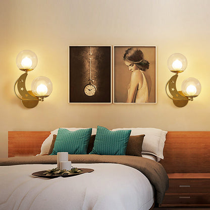 Zabrielle Nordic Iron Glass Globe Wall Sconce with Moon and Star Cutouts