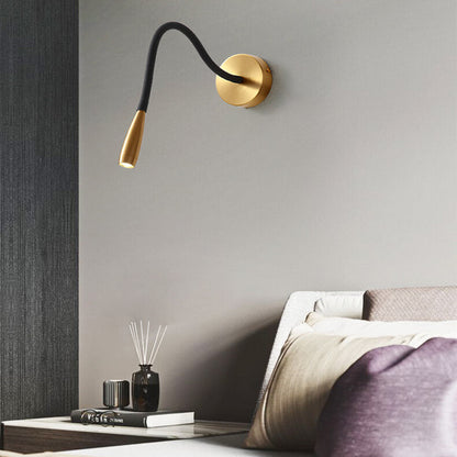 Quenelle Modern Copper Black LED Wall Sconce for Bedside Reading