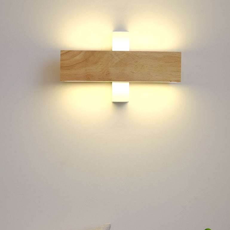 Ravenelle Contemporary Rotatable Solid Wood LED Wall Sconce for Stairwell and Hallway