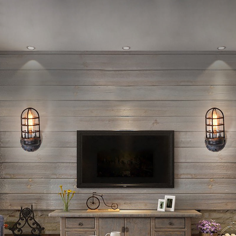 Ulvienne Industrial Aluminum Cage LED Wall Sconce for Entryway and Stairwell