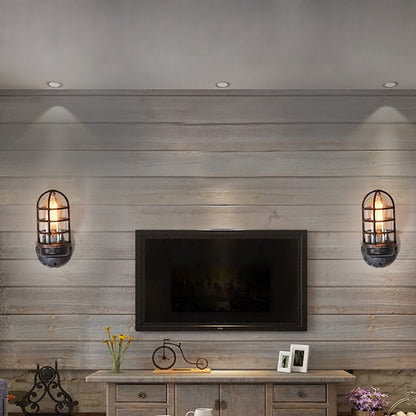 Ulvienne Industrial Aluminum Cage LED Wall Sconce for Entryway and Stairwell